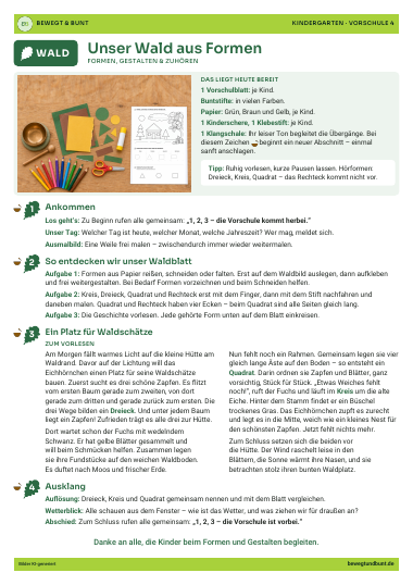 Handout Vorschule Wald 4: Unser Wald aus Formen